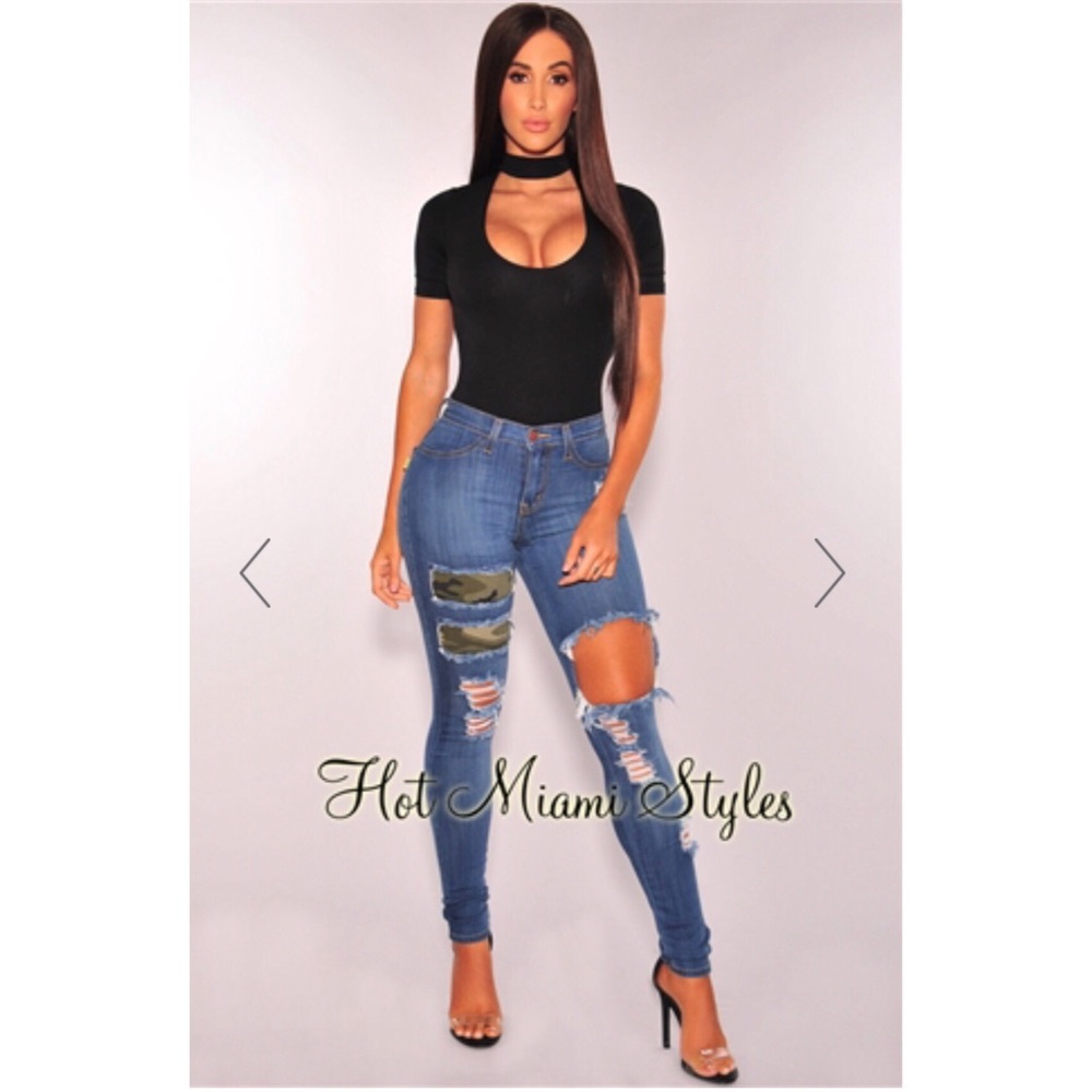 NWT Denim Camo Destroyed Skinny Jeans SZ 3
